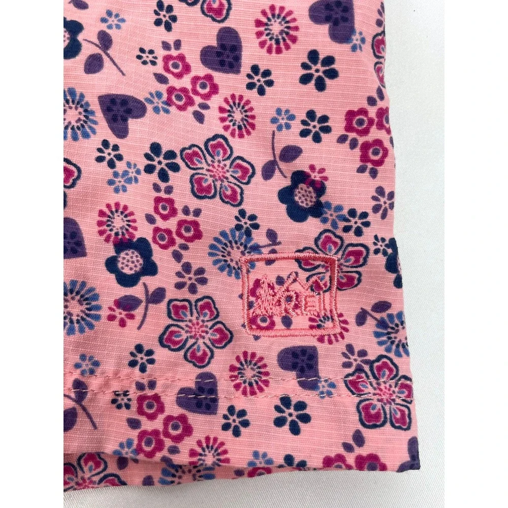 REI Infant Girl 12m Pink Long Sleeve Snap Shirt Vented Floral Nylon Outdoor